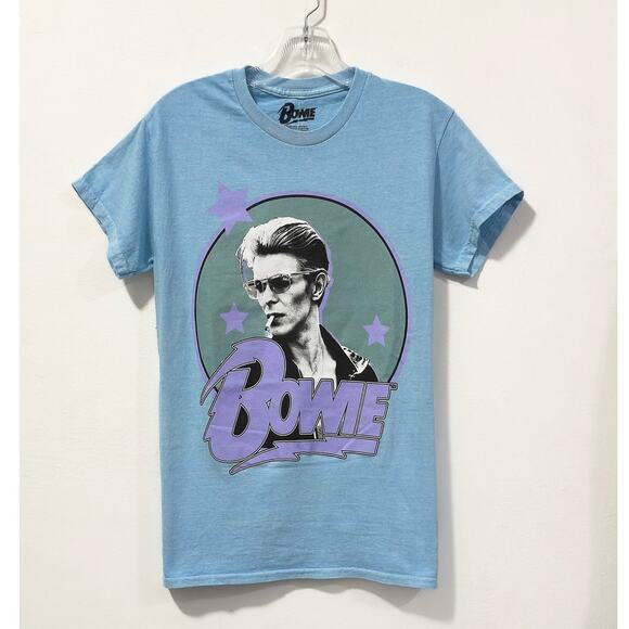 NWT: Philcos - Women's Light Blue, Crewneck, David Bowie Graphic T-shirt (Small) - Picture 1 of 3